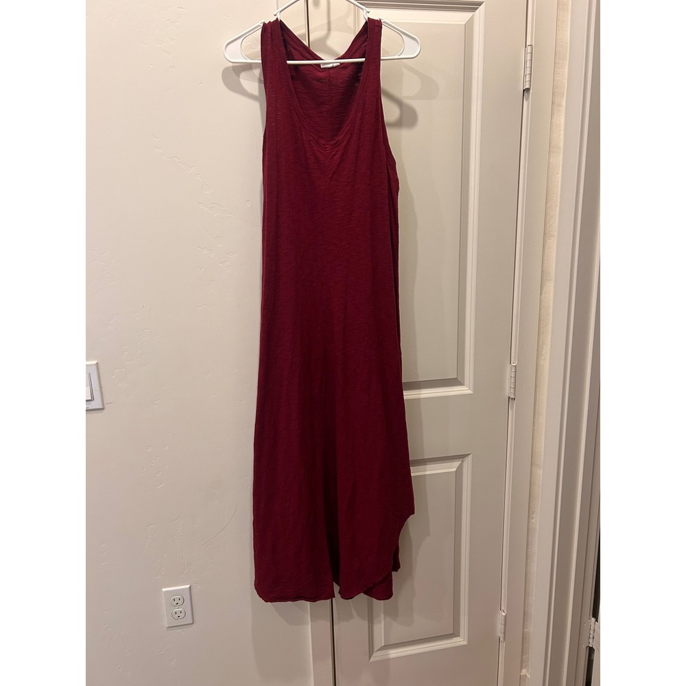 Gap Womens XL Slub Knit Maxi Dress Burgundy V-Neck Sleeveless Wine Red Casual - Picture 2 of 4